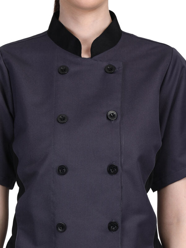 Short Sleeves Only Women’s Ladies Side Mesh Chef’s Coat Jacket By Uniformates – Grey